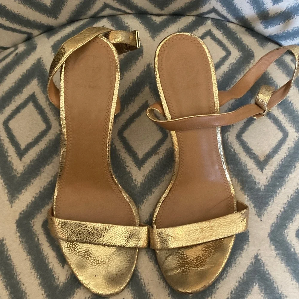 Tory Burch‎ Gold Strappy Heels 8.5 🌸